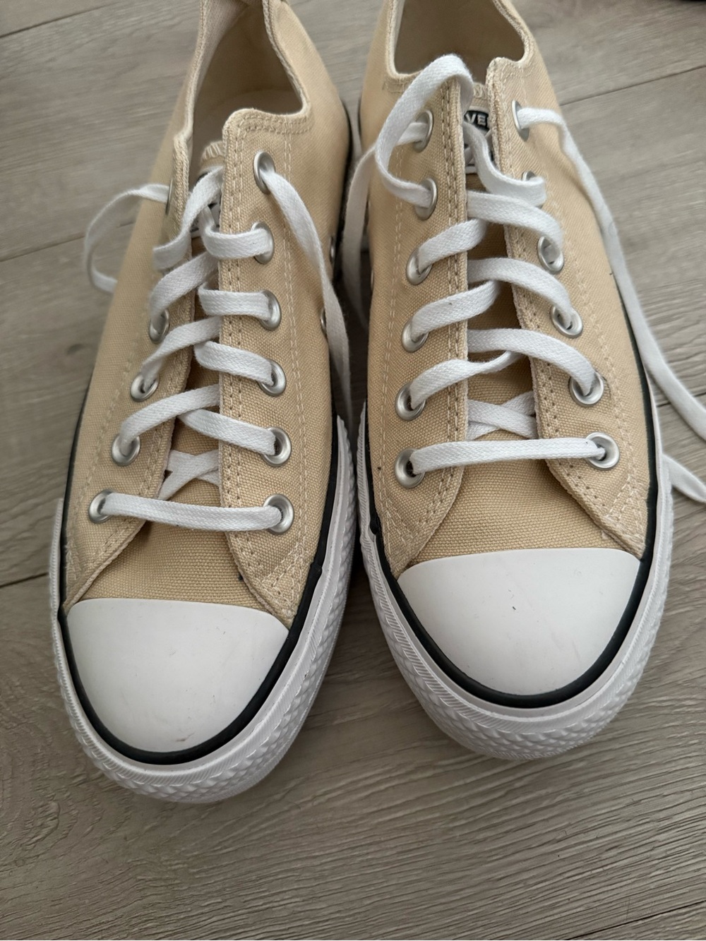 Converse Beige Low Top Platform Canvas Sneakers - Picture 2 of 5